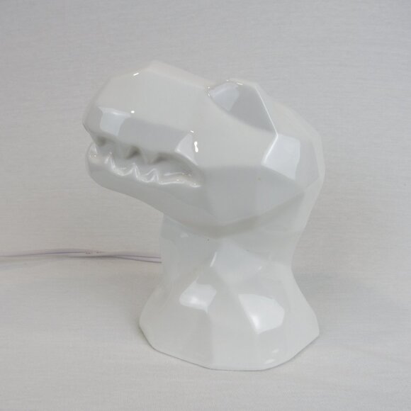 Dinosaur Head 7” Tall Night Light White Ceramic T-Rex Tyrannosaurus - Picture 6 of 11